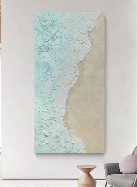 原创手绘海边风景油画玄关装饰画