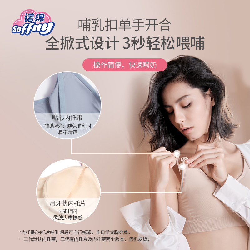 诺绵孕妇哺乳内衣诺棉孕期哺乳防下垂聚拢收副乳产后喂奶专用文胸-图2