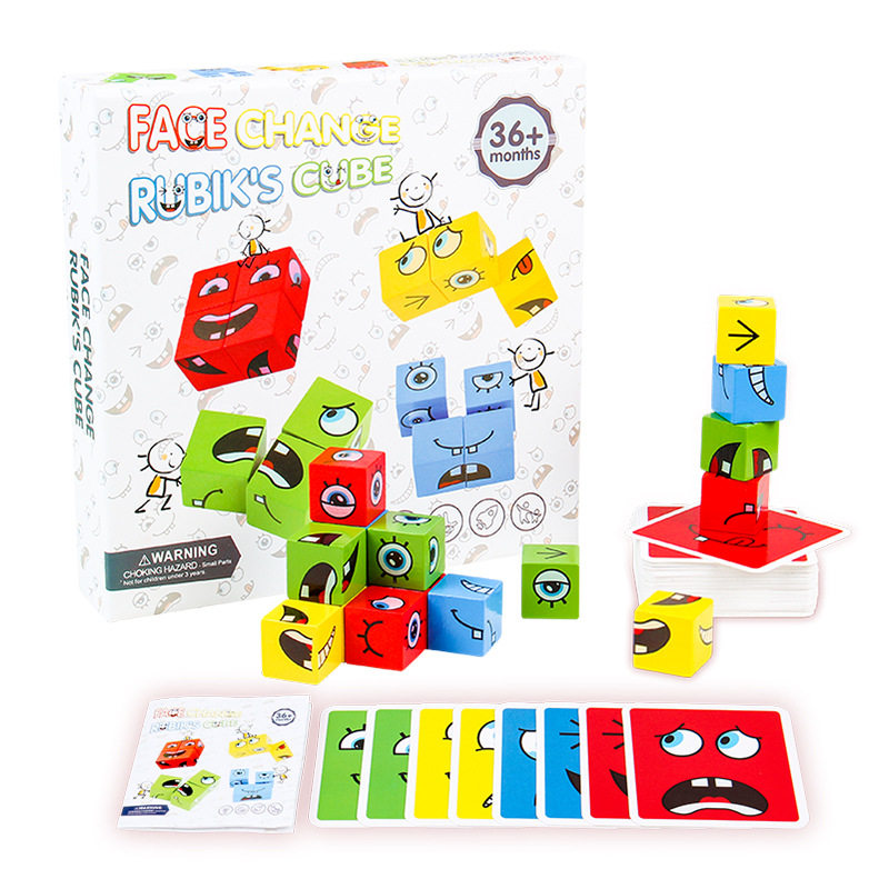 你哭我笑变脸魔方cubeface儿童积木 童办儿童桌面游戏类