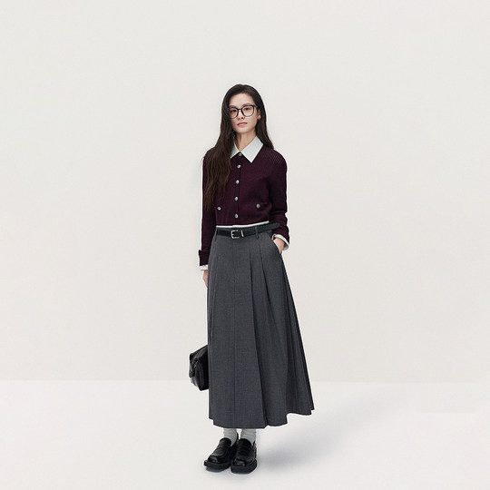 【可机洗澳洲进口100%美丽诺羊毛】欧时力针织外套女2025春新款