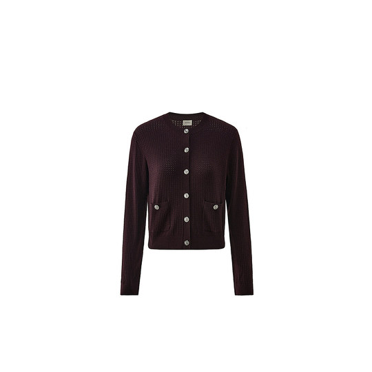 【可机洗澳洲进口100%美丽诺羊毛】欧时力针织外套女2025春新款