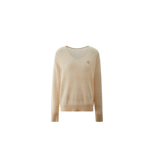 【桑蚕丝羊绒】OCHIRLY欧时力V领毛衣女软糯轻薄气质2025春新款 - 图3