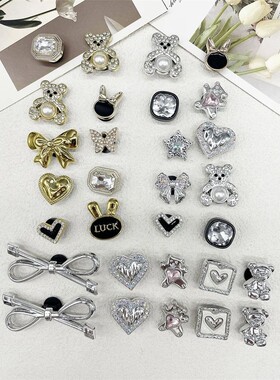 10PCS Shoe Charms ABS Bow Decorations For Sandals Luxury Rhi