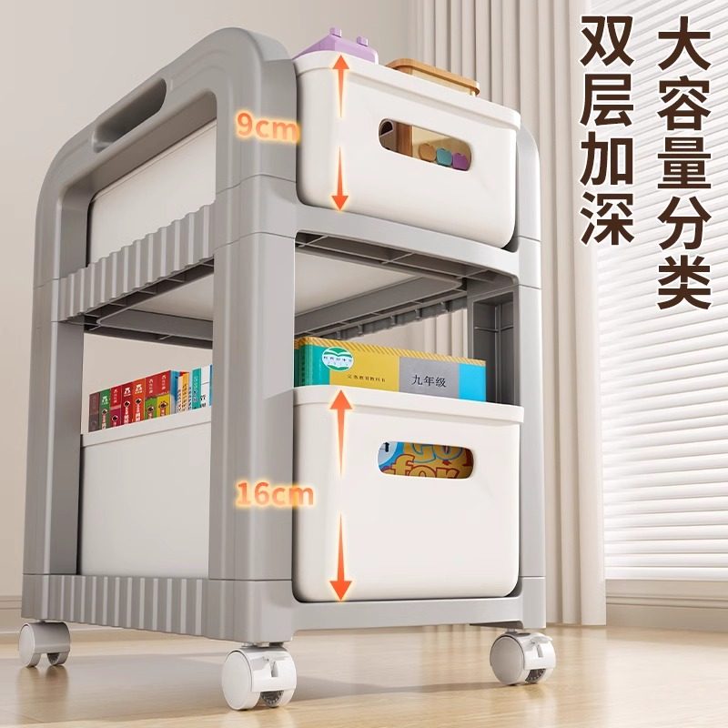 收纳架置物架书包架可移动小推车书本收纳神器家用放桌下滑轮柜子,淘宝优惠券,粉丝福利购,淘宝优惠卷