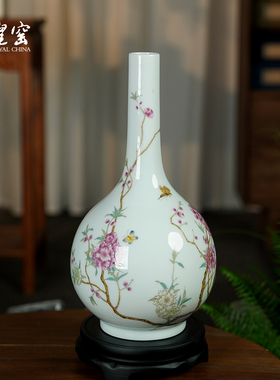 景德镇手绘花瓶中式客厅装饰品