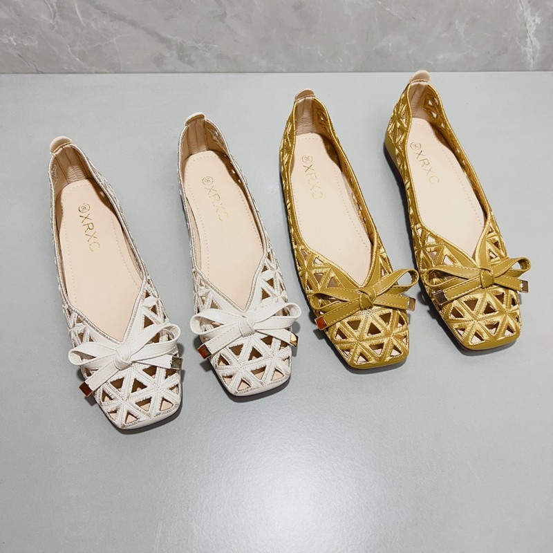 复古蝴蝶结镂空透气单鞋女夏季2025新款舒适软底浅口方头平底凉鞋,淘宝优惠券,粉丝福利购,淘宝优惠卷