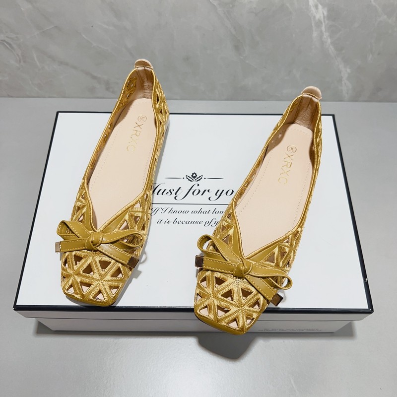 复古蝴蝶结镂空透气单鞋女夏季2025新款舒适软底浅口方头平底凉鞋,淘宝优惠券,粉丝福利购,淘宝优惠卷