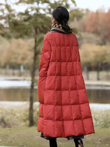 2022新款白鸭绒过膝长款妈妈羽绒服女时尚洋气外套冬季宽松版大码 - 图2