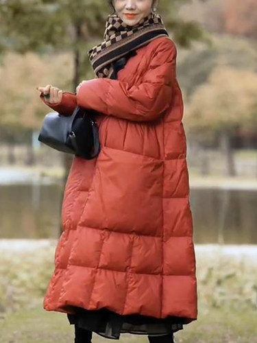 2022新款白鸭绒过膝长款妈妈羽绒服女时尚洋气外套冬季宽松版大码 - 图0