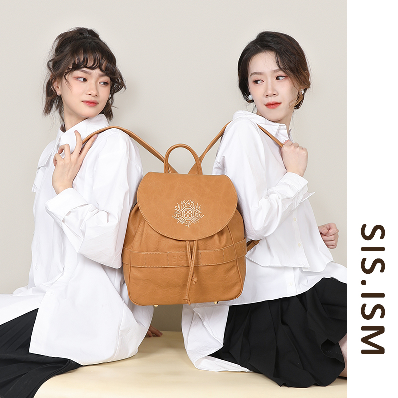SISISM姐妹主义新款百搭双肩女包背包通勤大容量电脑轻便旅行包