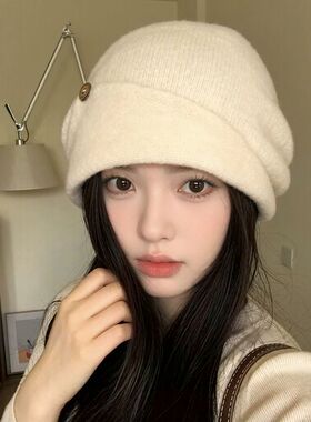 秋冬大弹力针织堆堆帽显脸小女款