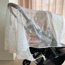Korea ins stroller mosquito nets full cover style universal baby embroidery gauze trolley Summer anti-mosquito cover breathable