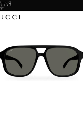 开云眼镜古驰GUCCI男女同款双梁飞行员黑框防晒太阳镜墨镜GG1856S