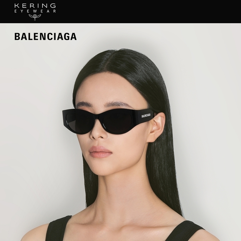 【新款】开云眼镜 巴黎世家Balenciaga黑超窄框太阳眼镜BB0330SK - 图0