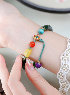 DIY半镯精致时尚复古多宝碧玉蜜蜡和田玉手镯新款女新中式