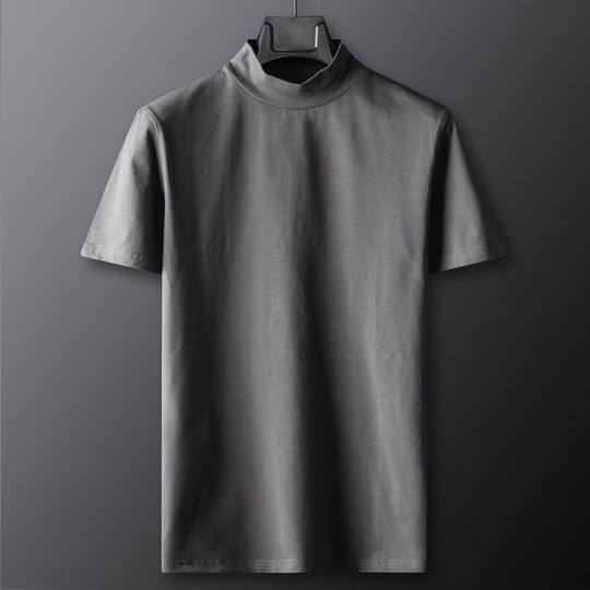 Turtleneck short-sleeved cotton t-shirt slim fit men's casual shirt
