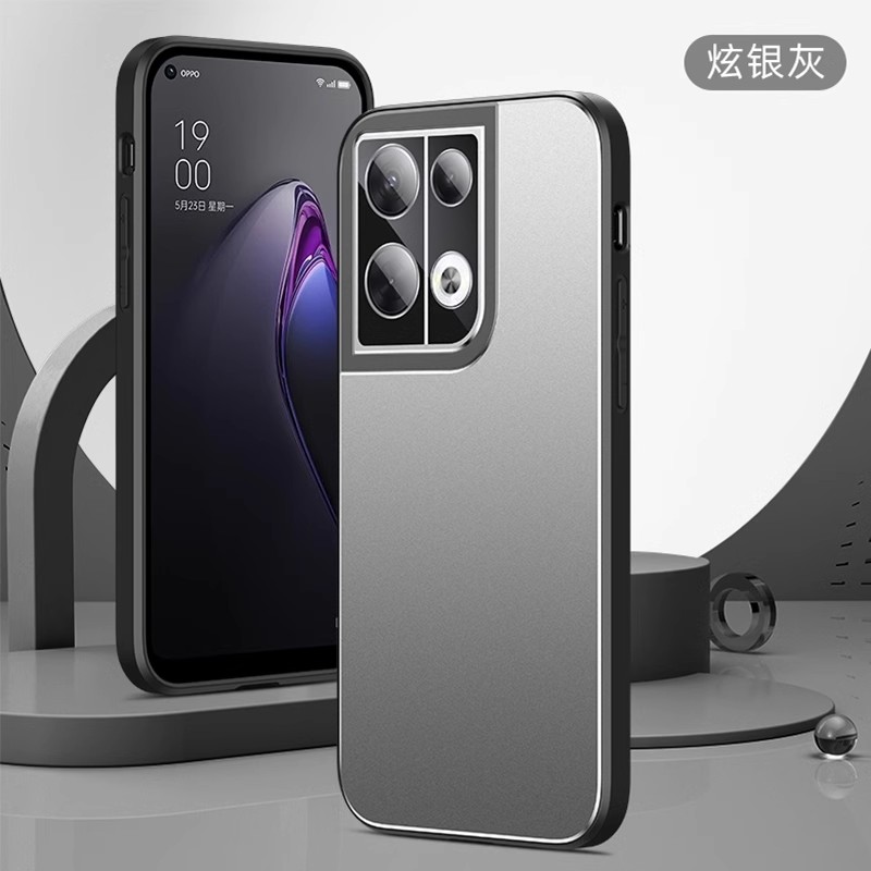 oppo reno8pro+手机壳Reno8金属壳por硬5g轻薄PFZM10自带镜头膜oporeno8 ren08p rano8p十全包防摔reon8pr0盒 - 图1