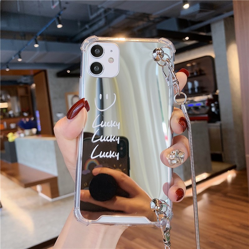 笑脸镜面华为荣耀play7T/6T/5tpro手机壳荣耀Magic5金属斜挎magic4/3PRO链条魔术5挂绳honor4TPRO适用挂链3E - 图2