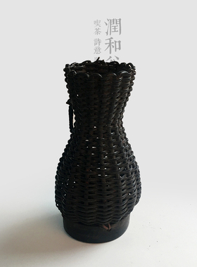 日本老物竹编花篮花器花入竹制品茶道禅意雅器花道用品摆件润和谷
