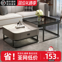 Square Tea Table Living Room Home Light Lavish Rockboard Small Family Modern Minima New Small Table Subnet Red Glass Tea Table