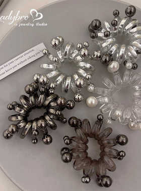 简约ins珠珠电话线发圈发饰轻奢