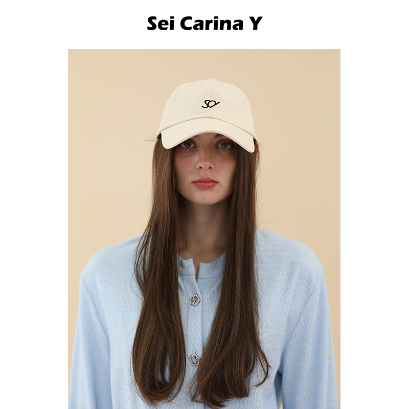 Sei Carina Y新版logo刺绣棒球帽女新款大头围宽檐鸭舌帽子显脸小 - 图0