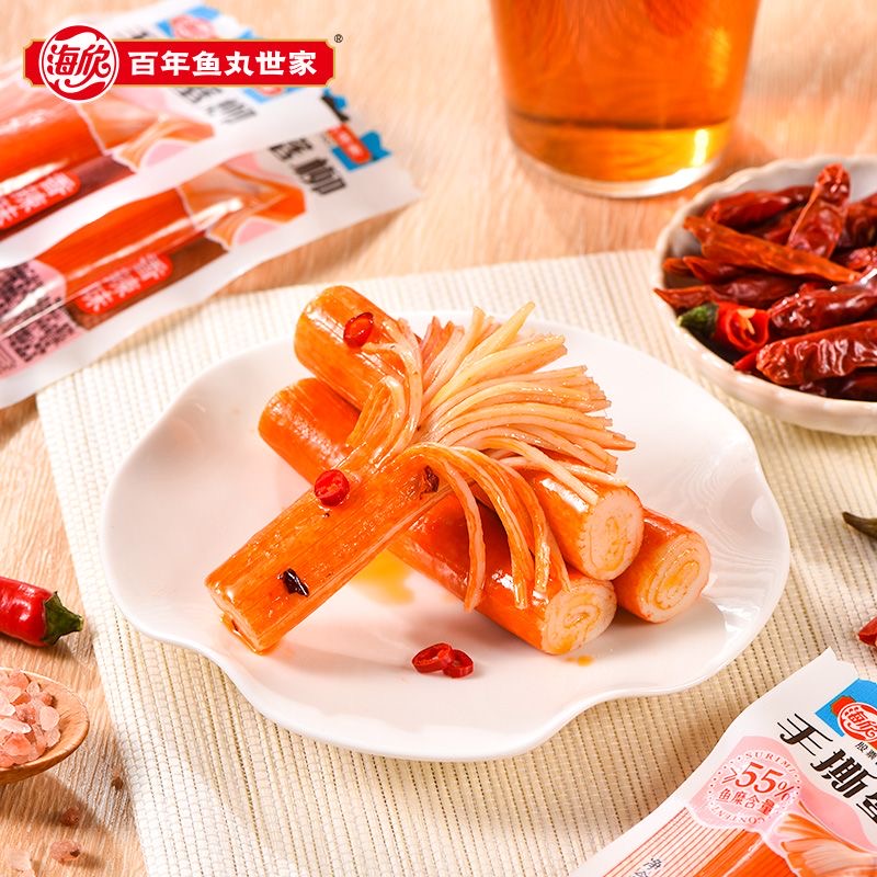 海欣手撕蟹柳非油炸零食即食蟹味棒追剧小零食海味蟹柳零食480g