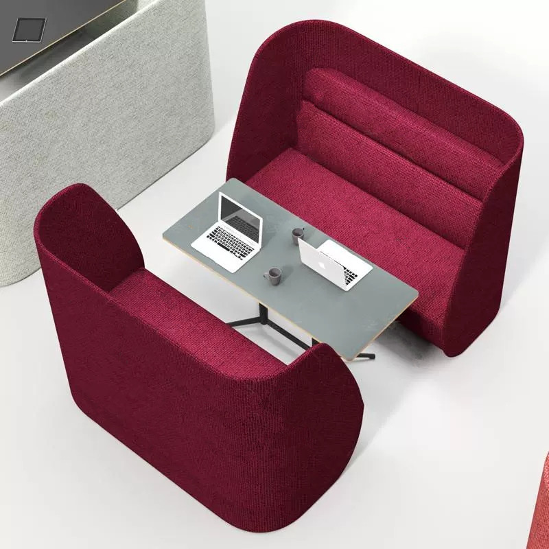 办公沙发高背接待洽谈双人设计师隐私隔板超高谈单酒店沙发卡座 - 图1