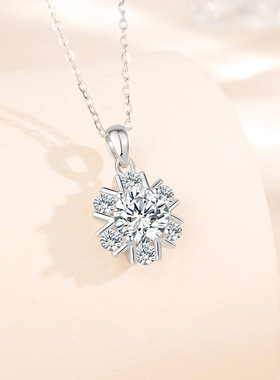 s925纯银浪漫雪花项链女镶钻高级感日韩版简约时尚锁骨链