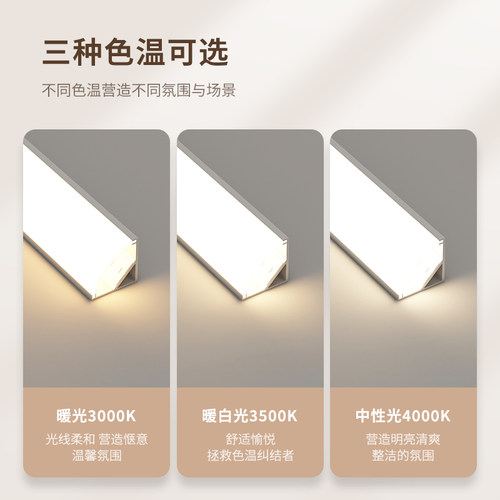 向世智能高显cob灯带45度线性灯窗帘盒LED预埋线条灯阴角阳角花边 - 图2