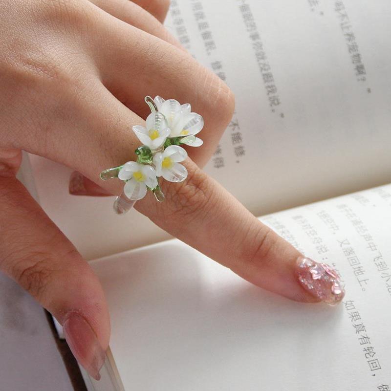 琉璃戒指女潮流高级手工琉璃蝴蝶戒指拍照新款情侣闺蜜装饰设计感 - 图2