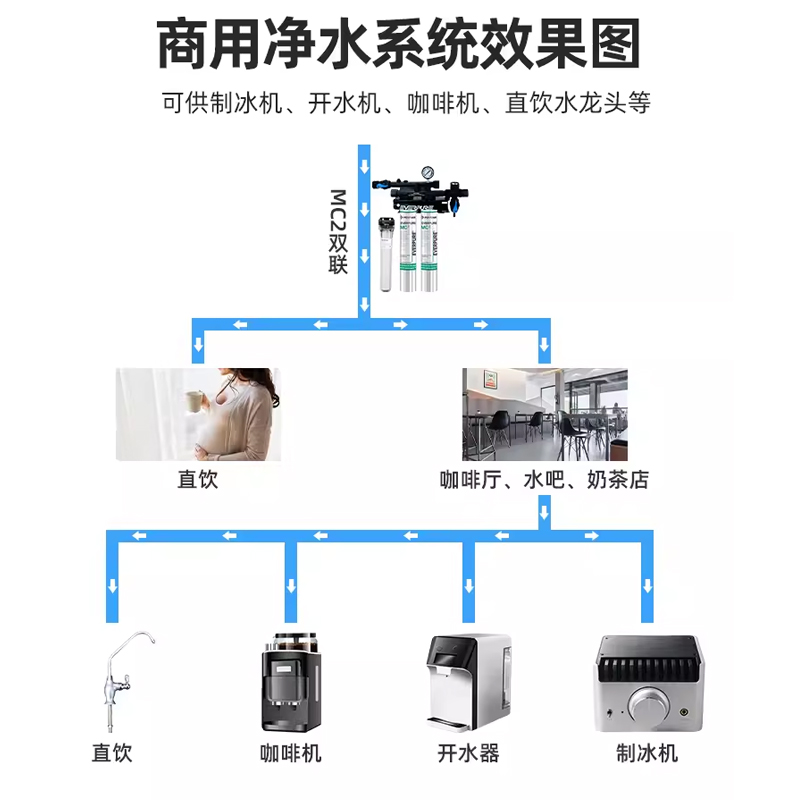 爱惠浦净水器商用大流量过滤器奶茶店净水机MC2双联 - 图0