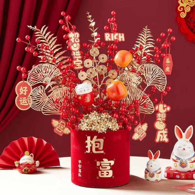 新年套二红色绒布福桶花艺包花盒绒布桶过年桌面摆件抱抱桶,淘宝优惠券,粉丝福利购,淘宝优惠卷