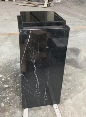 双层天然黑白根大理石底座艺术品展示台工艺品摆件柱客厅雕塑立柱