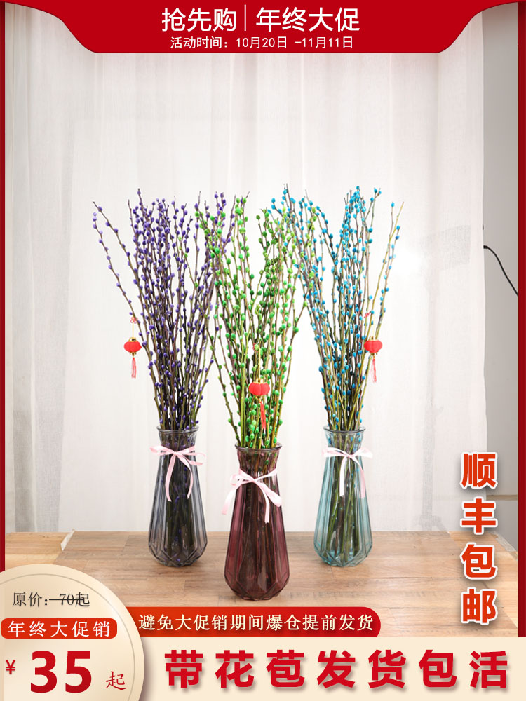 招财新年银柳真花鲜枝室内水培水养盆栽干