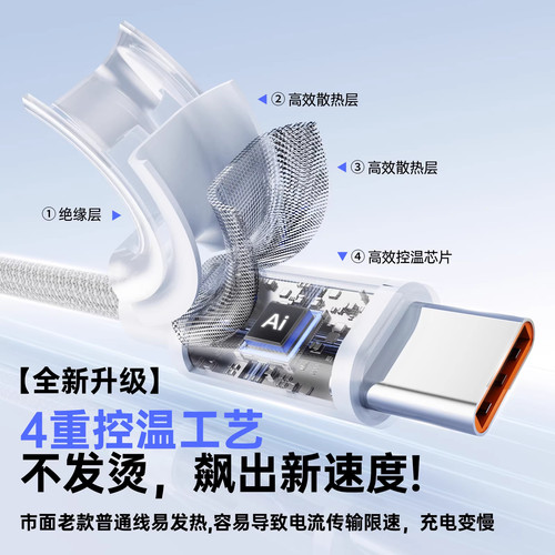 typec数据线超级快充适用华为充电线荣耀小米安卓Mate60Pro编织usb转typec100w充电线typec车载6a闪充数据线 - 图1