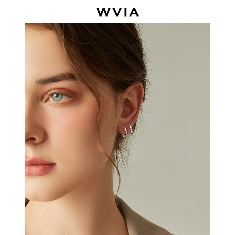 999女睡觉免摘耳环养耳洞纯银耳钉 wvia耳钉