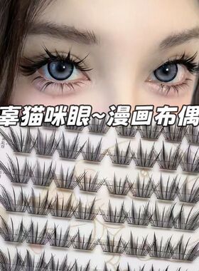 浓密薄片布偶猫假睫毛猫系大眼上镜眼尾拉长新手上镜自然仿真