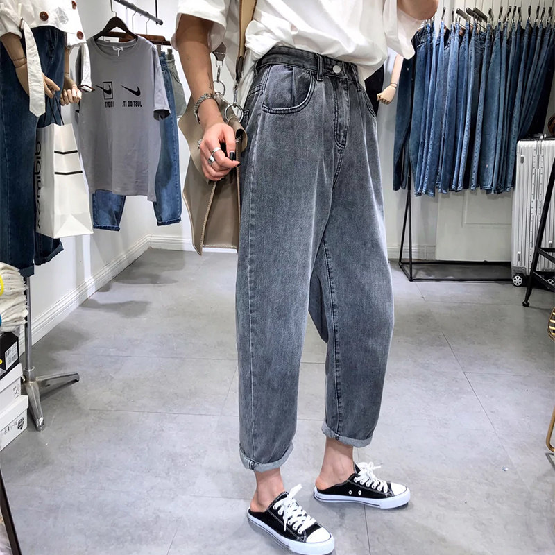 高腰宽松破洞软夏季新款显瘦牛仔裤 郝丽人牛仔裤