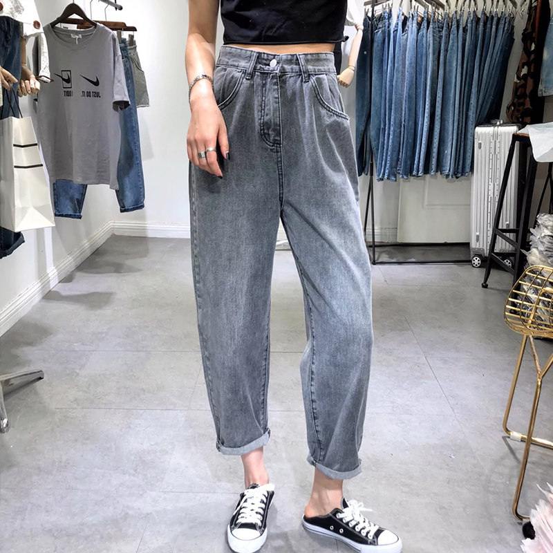 高腰宽松破洞软夏季新款显瘦牛仔裤 郝丽人牛仔裤