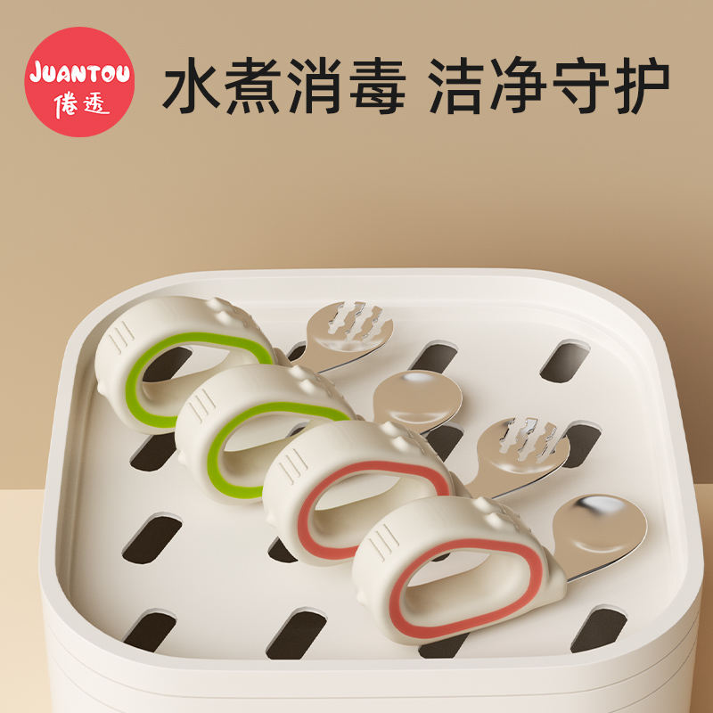 宝宝勺子自主进食辅食勺硅胶叉勺一岁婴儿学吃饭训练儿童餐具套装