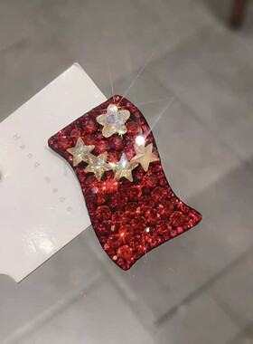 国庆节高级感轻奢闪钻星星爱心发夹女精致侧边刘海夹时尚bb夹发卡