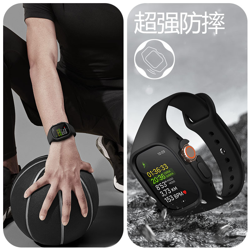牧行者适用Apple Watch ultra2一体式表带49mm苹果ultra手表运动防摔创意壳带一体设计时尚TPU男女手表带 - 图2