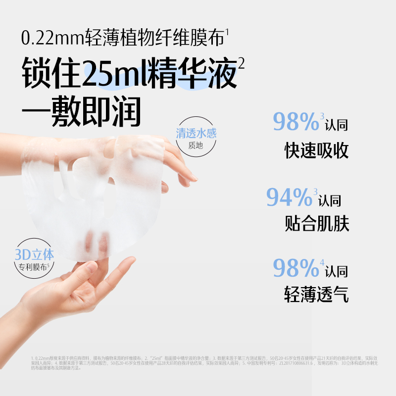 佰草集典萃玻尿酸多肽紧致烟酰胺焕亮B5保湿舒缓补水修护贴片面膜