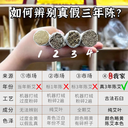 王小圆纯手工陈李时珍艾灸蕲艾条蕲春湖北艾柱艾灸家用正品桑皮纸 - 图0
