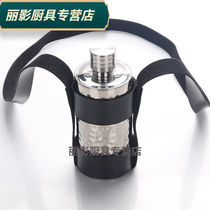 Stainless Steel Wine Jug 304 Stainless Steel 1 Catty 2 catty Thickened Portable Carry-on Wine Bottle 2 Catty Dots + Leather Bag