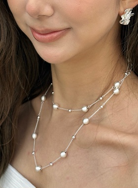 INCH EDITION满天星手工拉丝圆球吊坠长项链可叠戴气质颈链