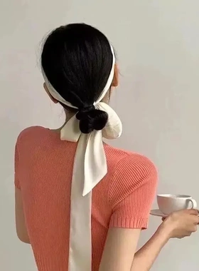 配真丝裙的腰带黑色桑蚕丝缎面长条连衣裙带子超长收腰飘带可定制