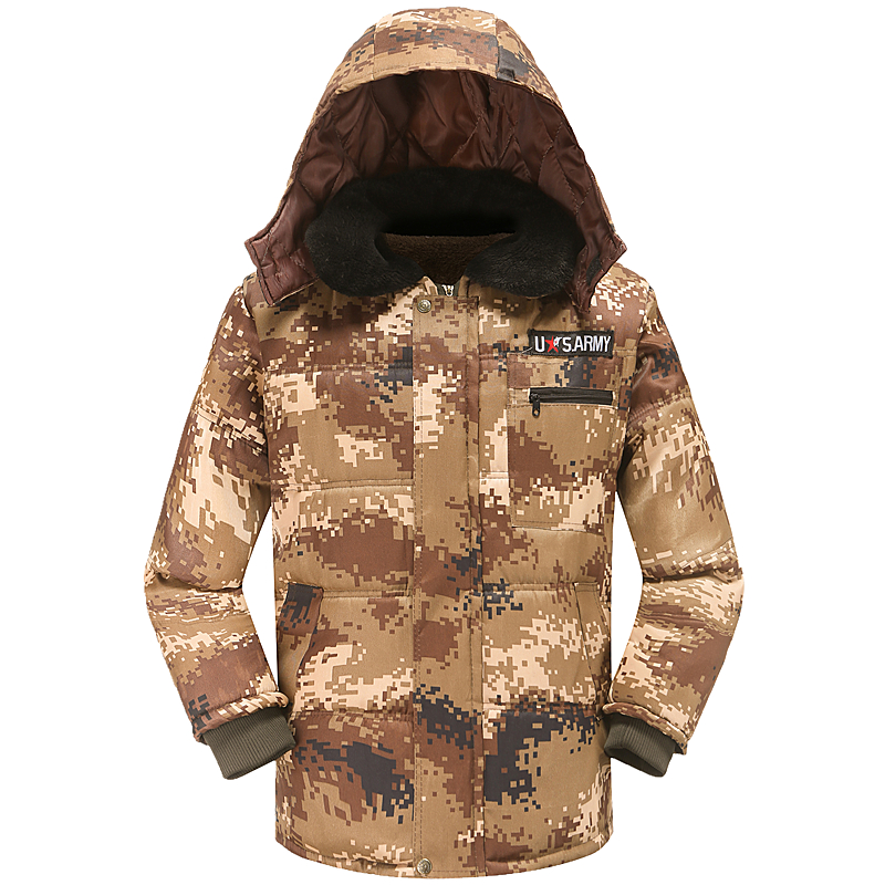 军大衣荒漠迷彩男冬季加绒劳保棉服 祁天佑男装棉衣