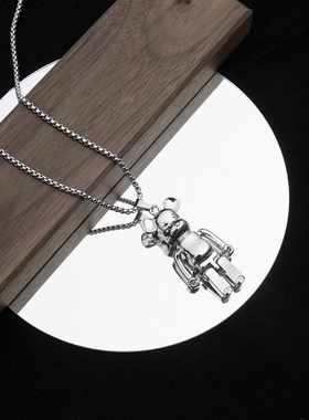 暴力小熊吊坠钛钢嘻哈项链毛衣链